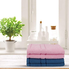 Sassoon Melrose 100% Cotton Hand Towel 800 Gsm | Highly Absorbent, Soft Material Perfect For Daily Use (Blue & Pink) -4 Piece