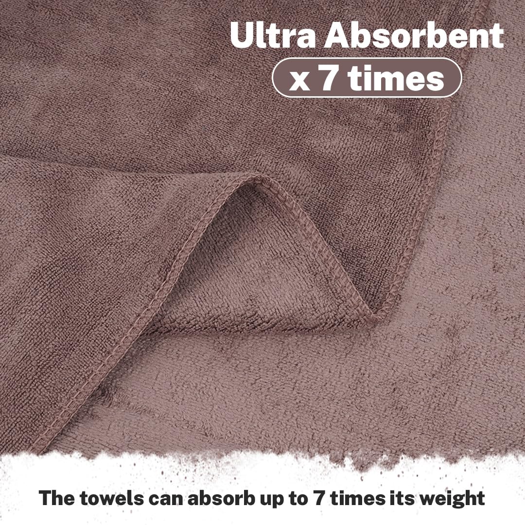 Fezora Microfiber Weft Knitting Bath Towels 400 Gsm | Large Size Bath Towel Soft & Absorbent For Men/Women (Brown)