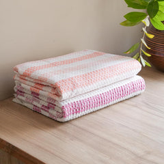 Thirsty Towel By Doctor Towels 250 Gsm Premium Waffle Cotton Bath Towel, Super Soft & High Absorbency Towel, Quick Dry Towels (Pack Of 2 - Red & Orange)