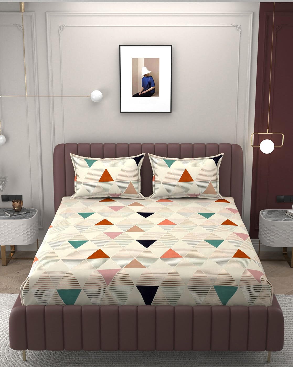 Bedsheet King Size With 2 Pillow Covers (72 X 78 Inches) Multicolor | Double Bed With All Around Elastic Fitted - Durable & Long Lasting Wrinkle Resistant Fabric