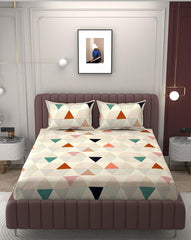 Bedsheet King Size With 2 Pillow Covers (72 X 78 Inches) Multicolor | Double Bed With All Around Elastic Fitted - Durable & Long Lasting Wrinkle Resistant Fabric