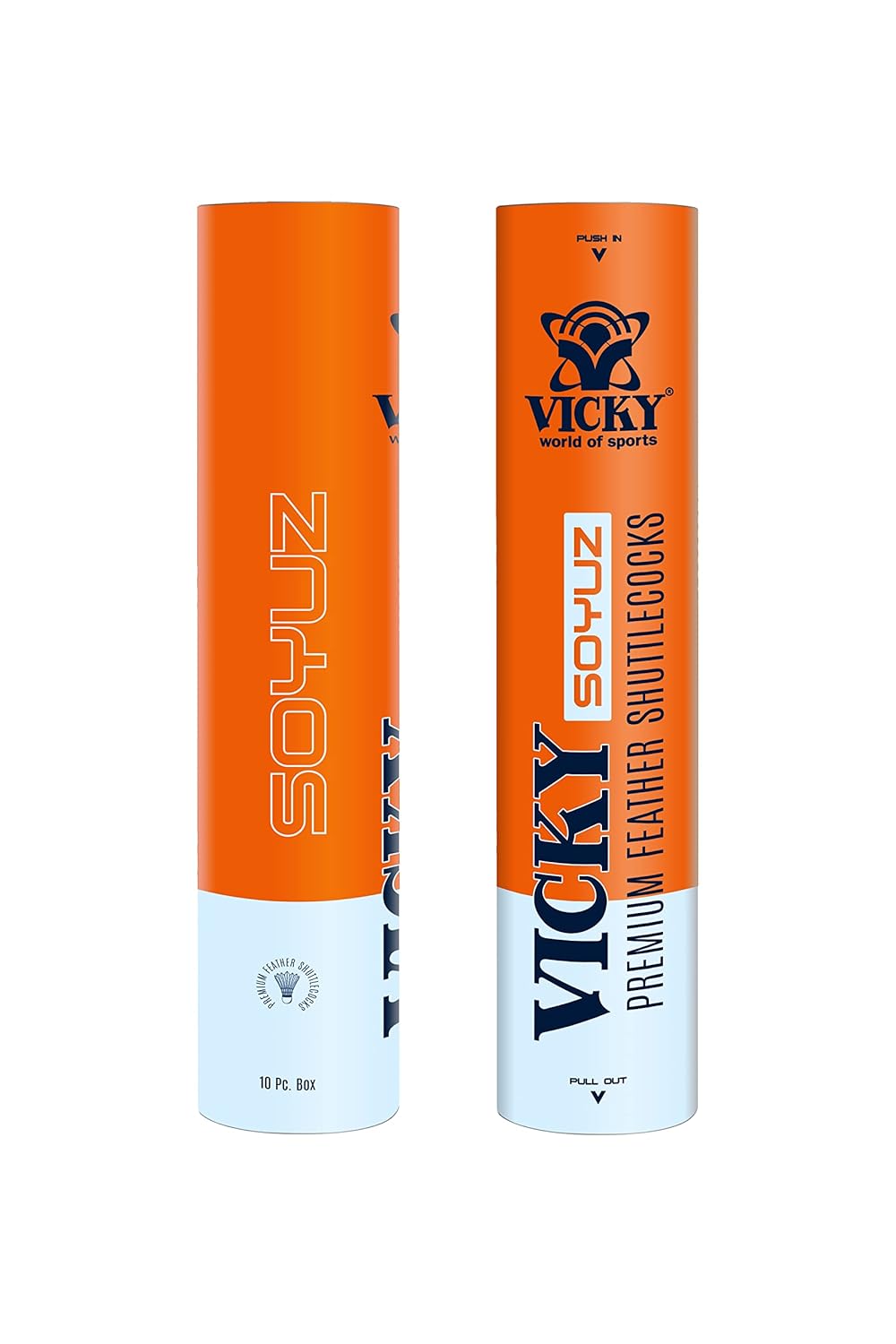 Vicky Soyuz Premium Feather Shuttlecock Ideal For Friendly Matches , White | Pack Of 10