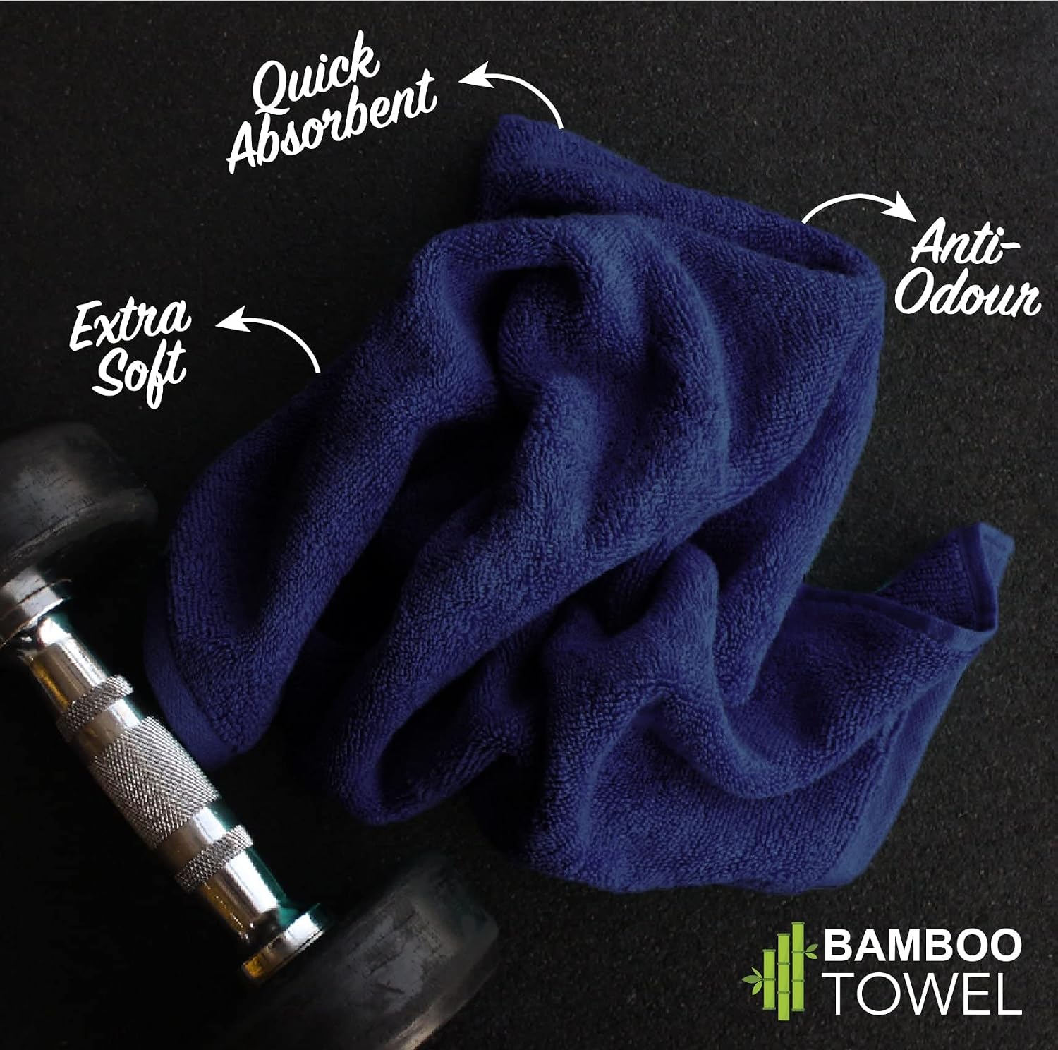 Heelium Bamboo Hand Towel 600 Gsm | Ultra Absorbent & Anti-Bacterial 3x Softer Than Cotton Towels | Pack Of 2 - Blue, Teal