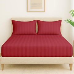100% Cotton 1 Double Bedsheet For King Size With 2 Pillow Covers | 78 X 72 Inches, Red - 130 Thread Count Soft & Comfortable | Ideal For Guest Room, Hotel