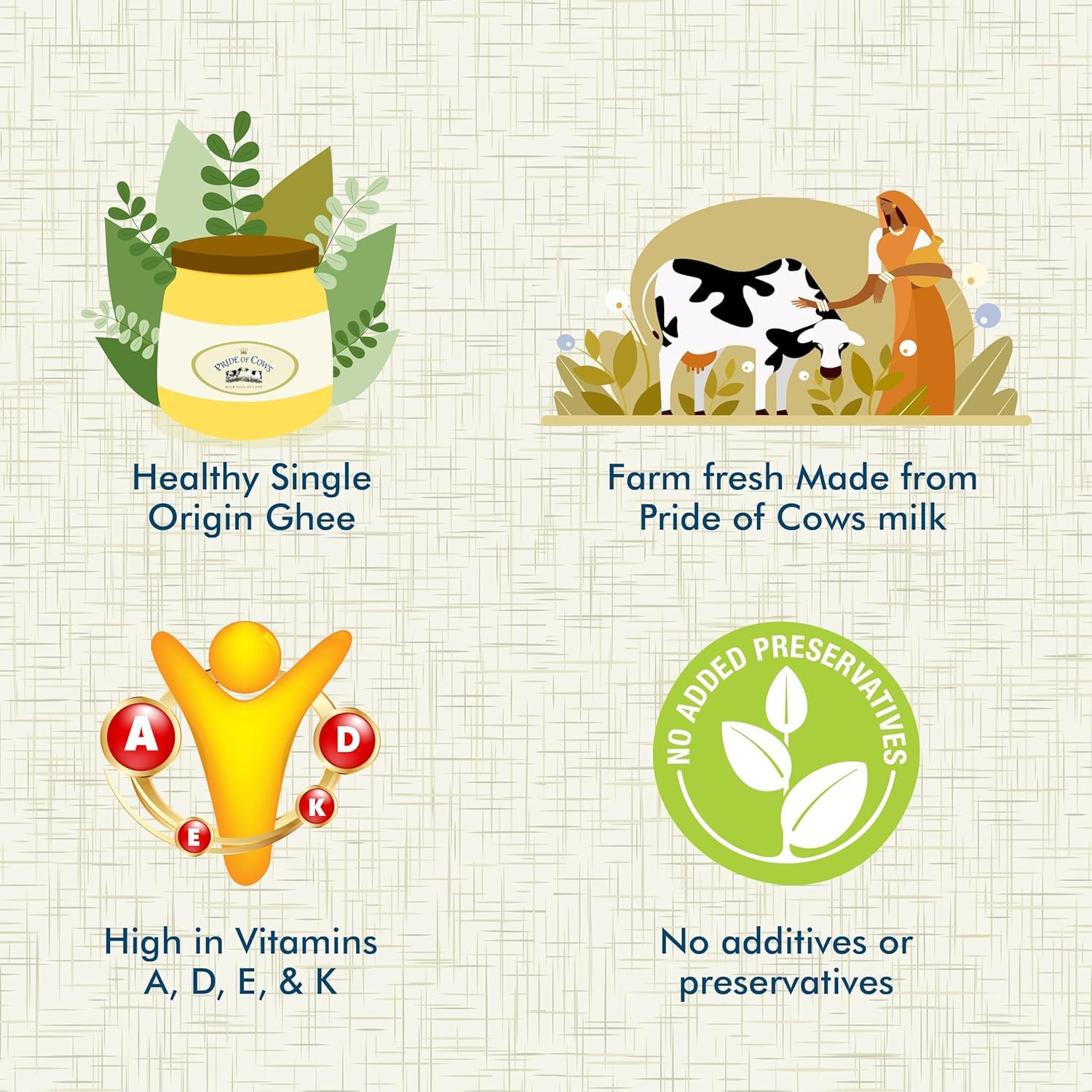 Premium Desi Cow Ghee By Pride Of Cows | High In Vitamins A, D & Healthy Desi Ghee Good For Laddus | (500ml) 16.9 Ounce | Jar Pack