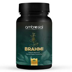 Ambrosial Brahmi Capsules 500mg Bacopa Monnieri, High Strength Brain Nootropics Supplements To Focus, Mental Performance & Energy | 60 Capsules 100gm 0.2lbs Each Pack Of 2