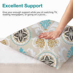 Microfiber Square Pillow Cushion For Sofa & Bed, Light Beige - 12 X 12 Inch | Damask Deign, Fluffy For Comfort & Back Support | Breathable, Premium Cotton Cushion Cover With Zip - Set Of 2