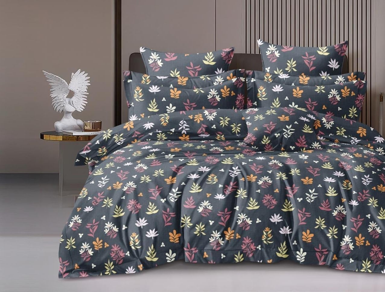 Microfiber Super King Size Bedsheet Floral Print With 2 Pillow Covers - Bedsheet Size 108 X 108 Inches, Green | King Size Bedsheet Perfectly