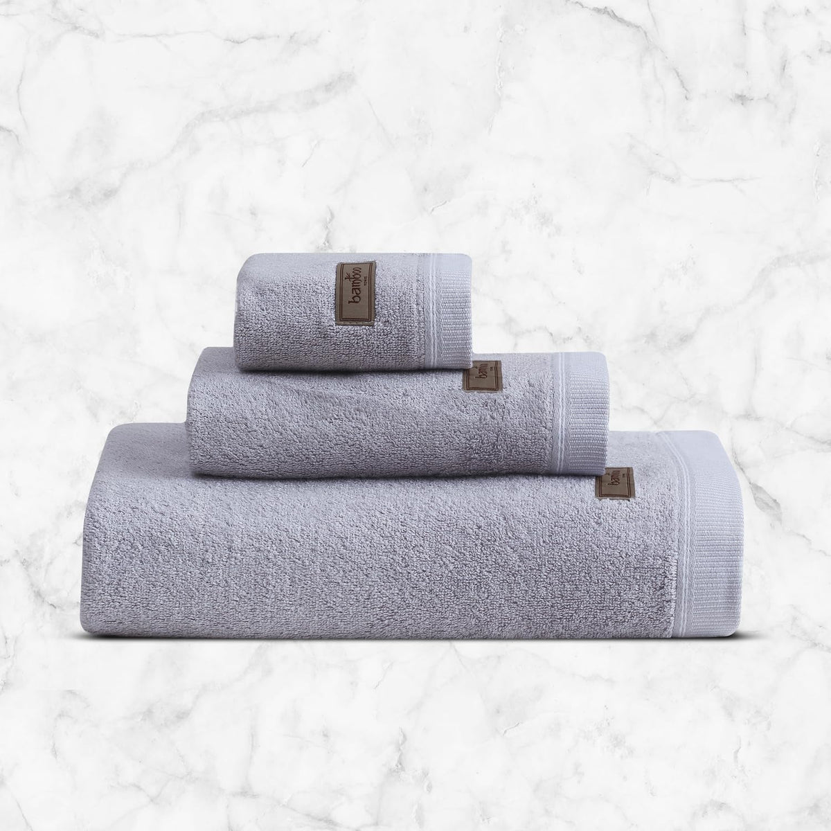 Spread Spain Bamboo Towel Bath, Hand & Face Towel 360 Gsm | High Absorbent Super Soft | Hotel Spa Decorative Bathroom Towels | Ash (Set Of 3)