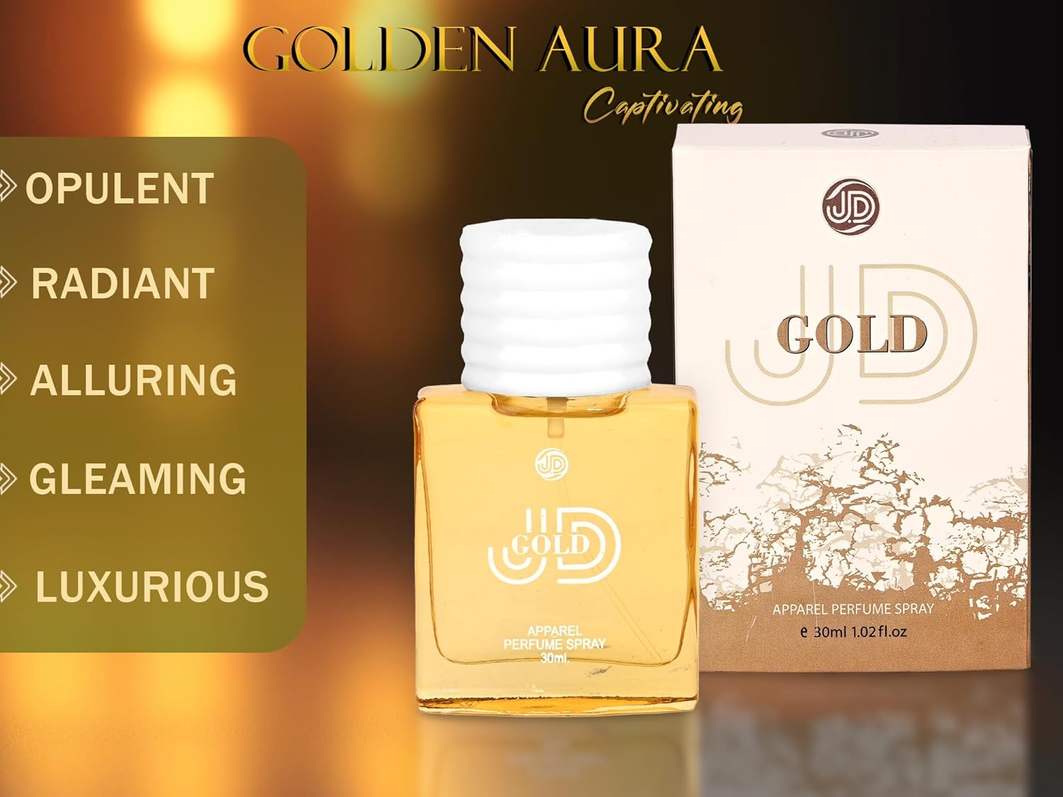JD International  JD Gold Apparel Unisex Perfume With Long Lasting Fragrance - 30ml, 1.02 Fl.oz. | Perfume For Men & Women