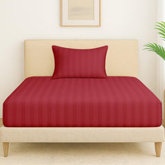 1 Single Bedsheet For King Size With 1 Pillow Covers | 36 X 78 Inches, Red - 130 Thread Count Soft & Comfortable | Ideal For Bedroom, Guest Room, House
