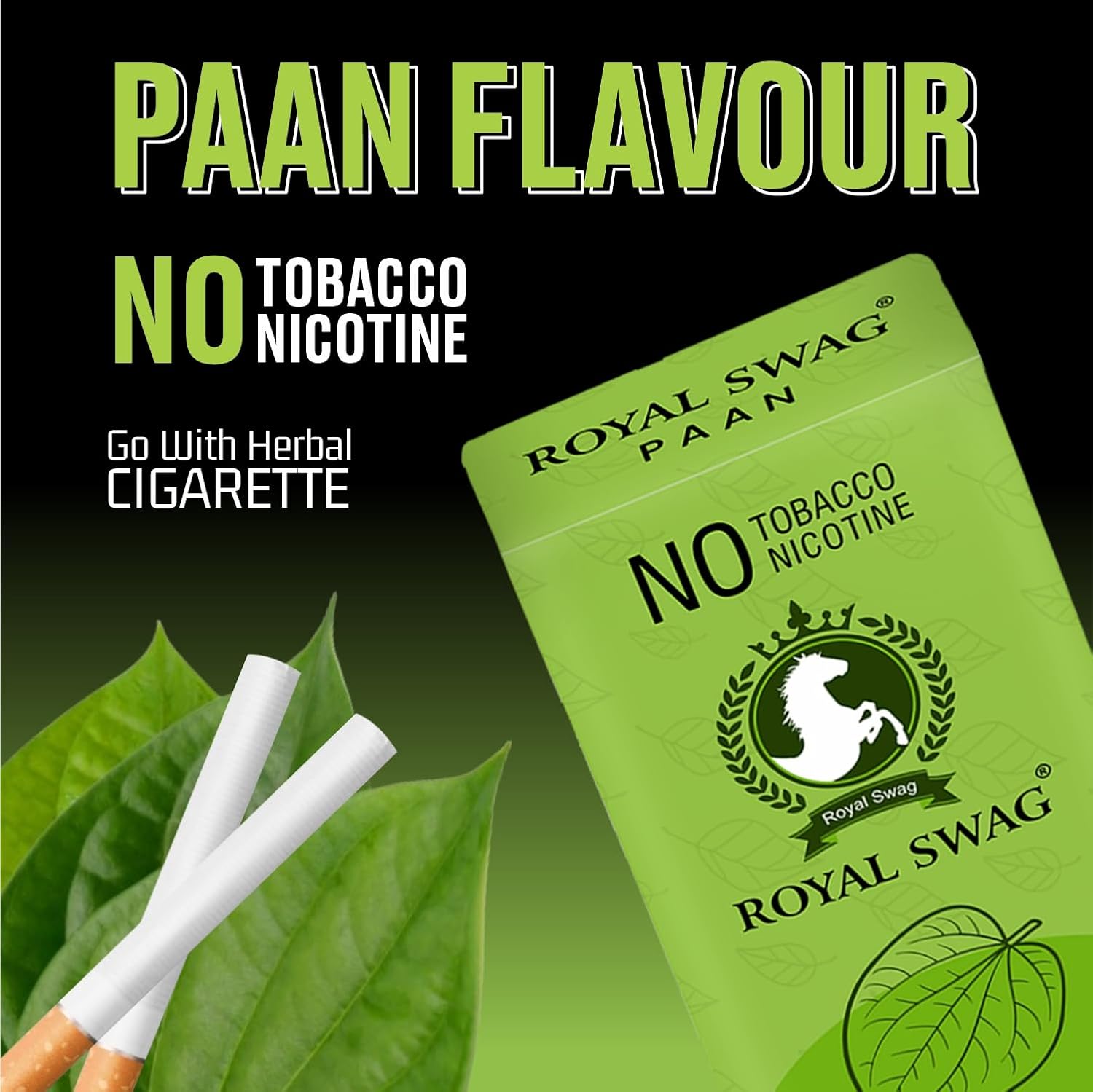 Royal Swag Natural Herbal Cigarettes Mint, Paan Flavour (20 Sticks) 100% Tobacco-Free And Nicotine-Free With Ayurvedic Herbs Clove, Tulsi, And More | Free From Additives And Chemicals