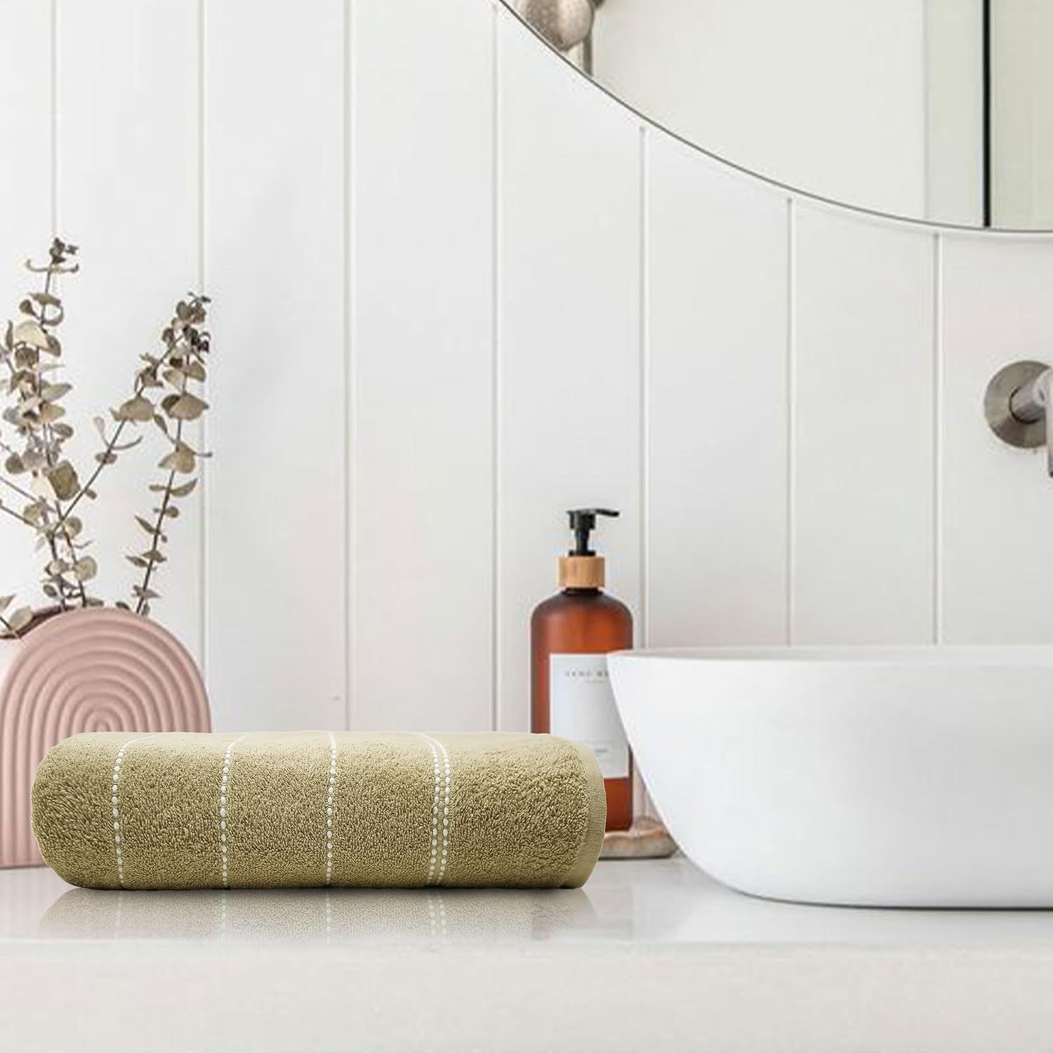 Trident Cotton Bath Towel 550 Gsm | Sanitized Finish, Quick Dry, Travel Friendly Bath Towel (Incense Wood)