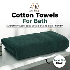 Avni Home Cotton Bath Towels 500 Gsm | Towels For Bath Large Size Extra Soft & Absorbent Bath Towel For Men & Women (Green)