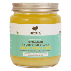 Natural Himalayan A2 Cultured Bilona Badri Cow Ghee By Hetha | Good Source Of Energy & Nutrients Healthy Desi Ghee With Rich Aroma | (500ml) 16.9 Ounce | Jar Pack