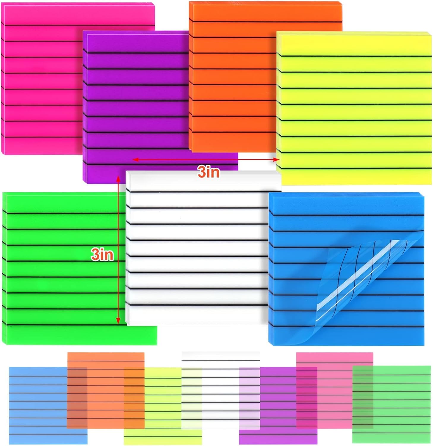50 Sheets Transparent Sticky Notes With Lines | Self Sticky Notes Waterproof Pet Markers | (Green)