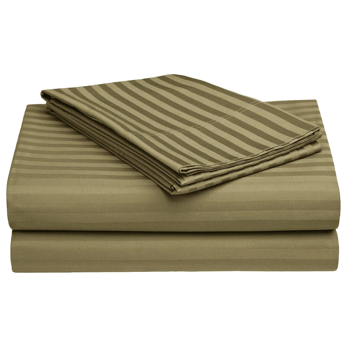 Satin Stripes King Size Cotton Bedsheet With 2 Pillow Covers - 108 X 108 Inches, Brown | Perfect For Home Decor, Guest House | Ideal For All Seasons