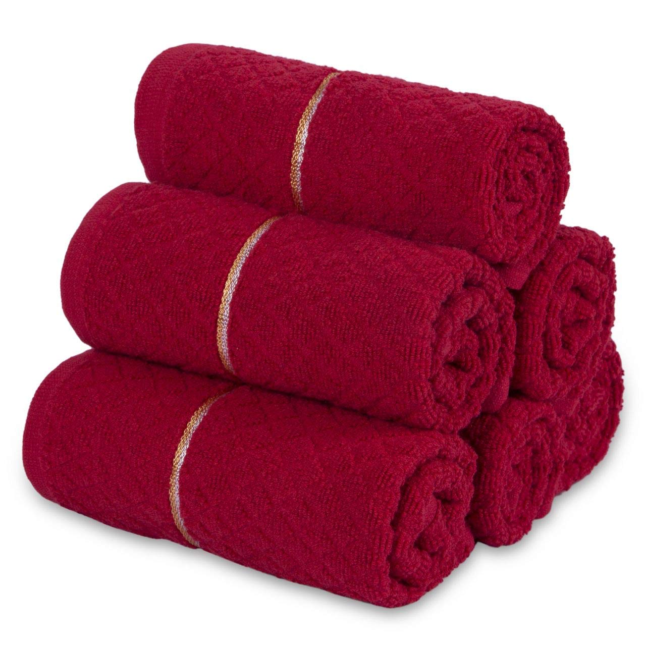 Divine Overseas Cotton Terry Hand Towels 1200 Gsm | Soft & High Absorbent (Red) - Pack Of 6