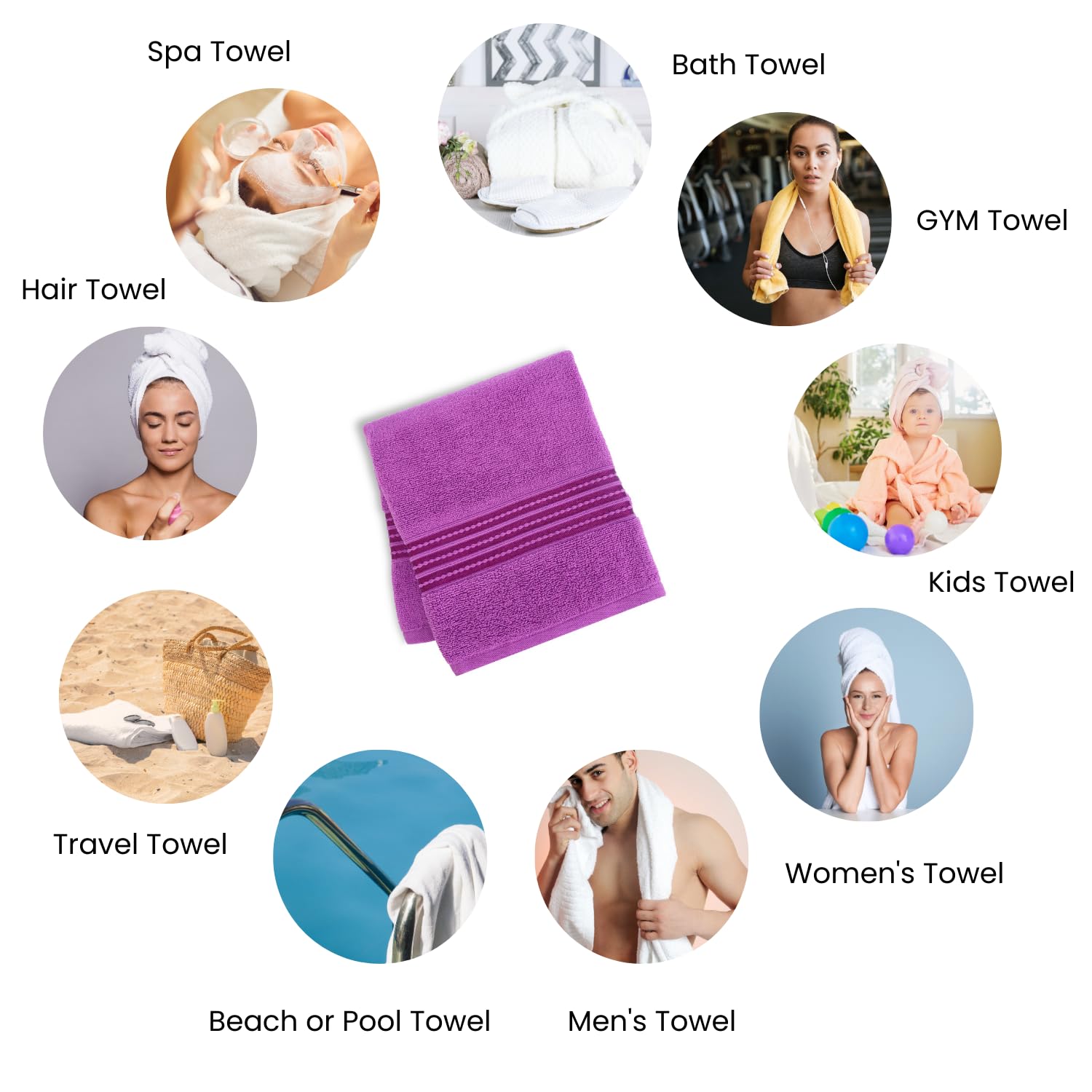 Micro Cotton Remy Basel Luxury Terry Cotton Bath Towel 550 Gsm | Super Comfortable 100% Long Staple Cotton Bath Towel (Voilet)