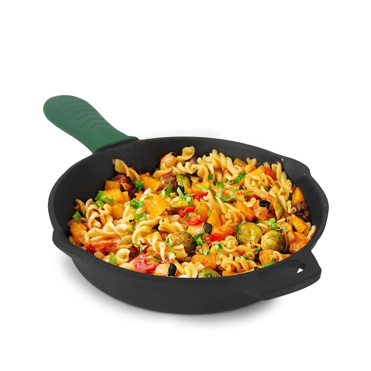 Super Smooth Black Cast Iron Fry Pan Or Skillet With Silicone Grip - Medium 25.4 Cm, 10 Inch, 1.7 Liters, 2.4 Kg | Induction Friendly, Nonstick, Pre-Seasoned Fry Pan, 100% Pure & Toxin Free