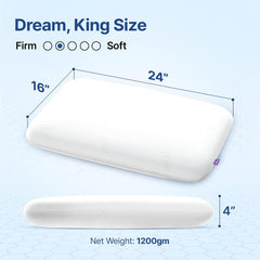Ultimate Deep Sleep Pillow, Memory Foam Pillow, White, King Size - 4 Inch | Orthopedic Grade Gel Memory Foam For Neck & Shoulder Pain Relief, Includes Bamboo Pillow Cover - Pack Of 1