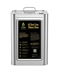 Premium A2 Pure Desi Cow Bilona Ghee By V - Truss Organics | Traditional Vedic Bilona Method Healthy Desi Cow Ghee Perfect For Cooking & Sweets | (5 Litre) 169.0 Ounce | Tin Pack