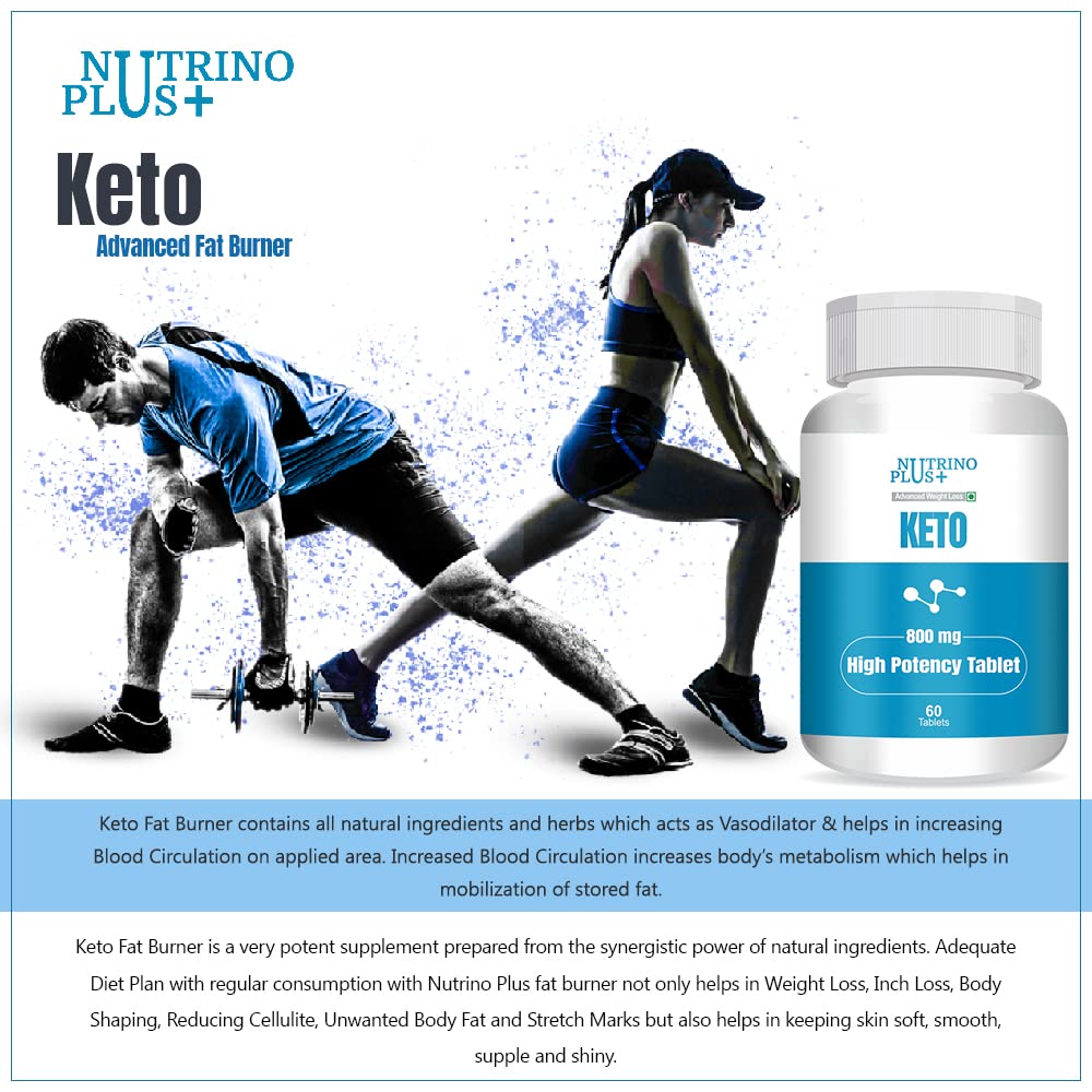Nutrino Plus+ Keto Weight Loss Supplement With Green Tea + Garcinia Cambogia + Green Coffee, Contain Powerful Fat Burning Ingredients Help You Use Fat Instead Of Carbs | 60 Tablets 100gm 0.2lbs