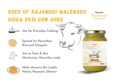 Pure Natural Malenadu Desi Cow Ghee By Rajamudi | Bilona Method Grassfed, Cultured Premium & Traditional Ghee For Immunity Booster | (300ml) 10.1 Ounce | Jar Pack