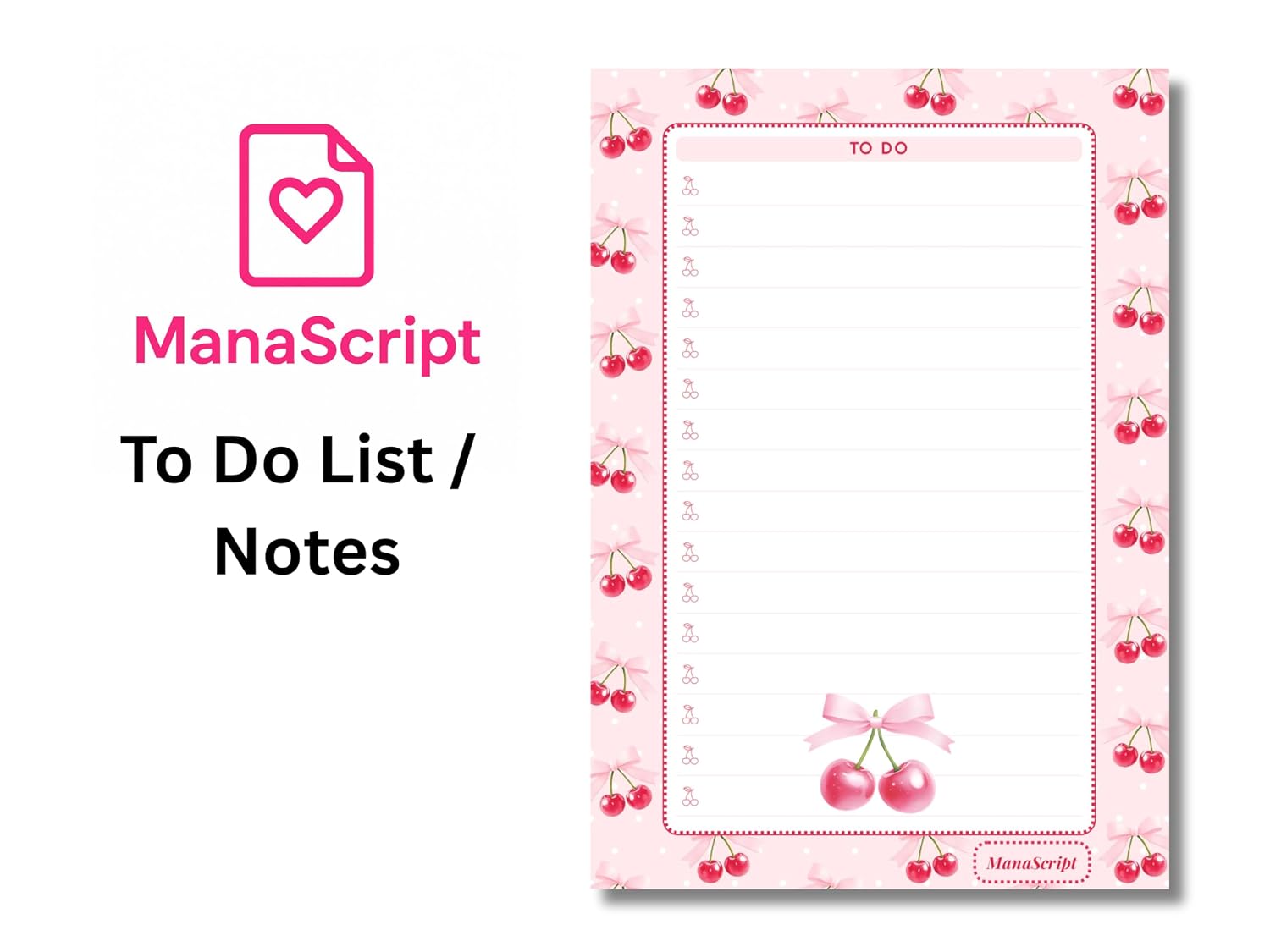 A5 Notes/To Do List Notepad, Beautiful Daily Checklist Pad, Tear-Off Sheets (Cherry) Pack Of 1