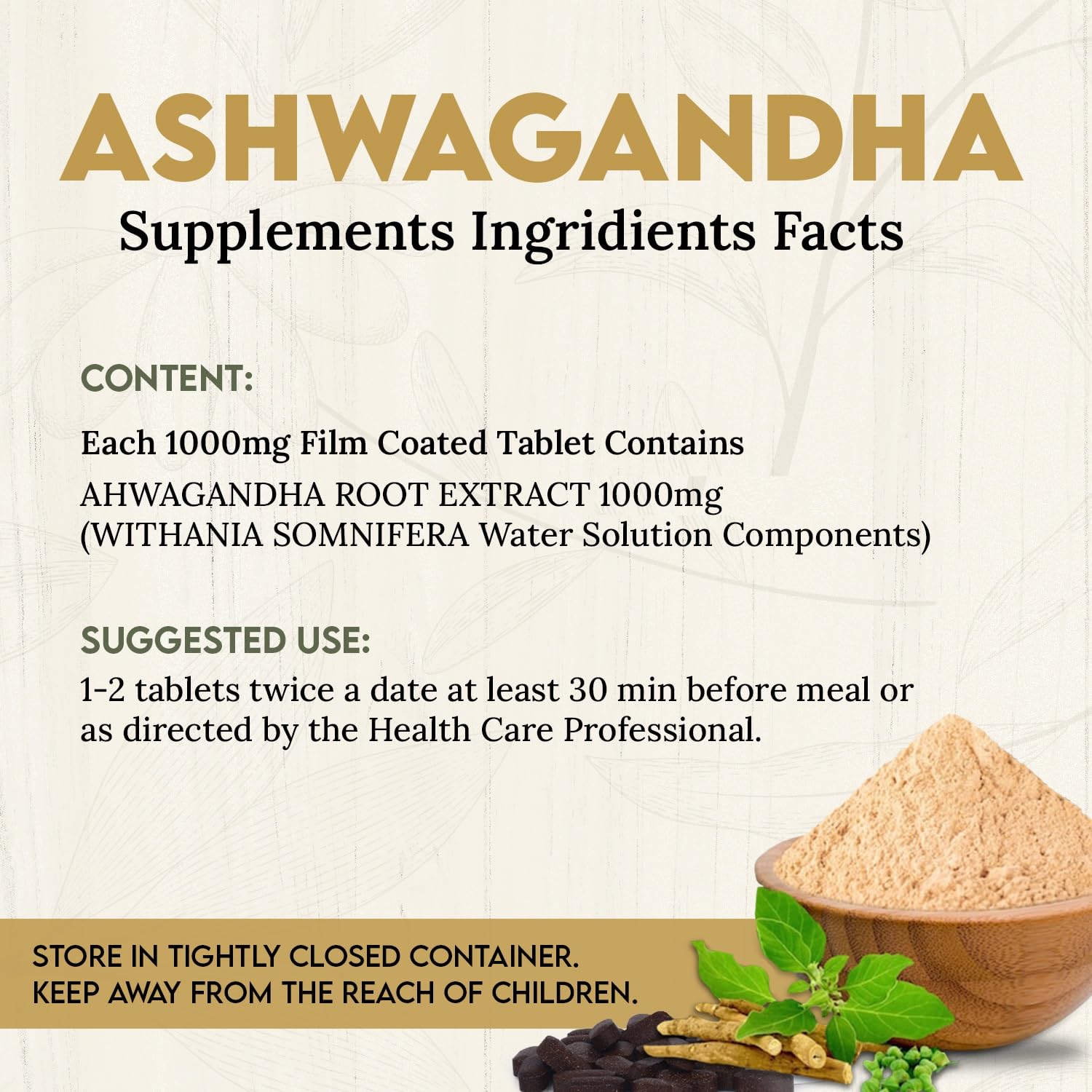 Momrushi Ashwagandha Tablets Roots Extract Original Stress & Anxiety Relief General Wellness Improves Sleep, Increases Immunity, Stamina Ayurvedic For Women & Men | 30 Tablets 50gm 0.1lbs