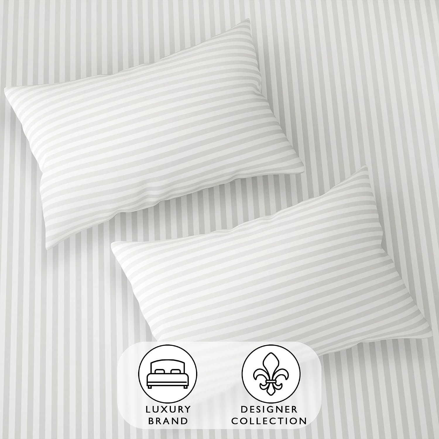 Stripes King Size Cotton Bedsheet With 2 Pillow Covers - 86 X 94 Inches, White | Perfect For Home Decor, Guest House | Ideal For All Seasons