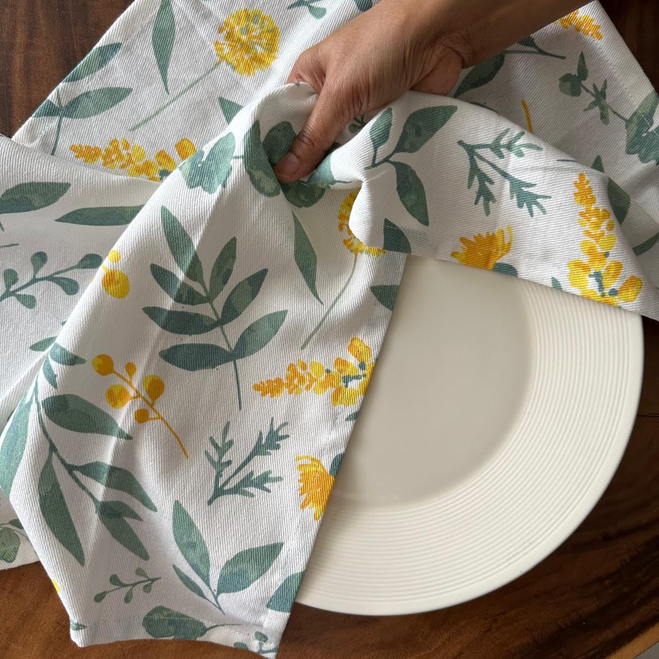 Oak & Lily 100% Cotton Kitchen Napkins Dish Towels 450 Gsm | Premium European Quality Washable, Large Size Kitchen Cloth For Roti, Cleaning, Drying | Sage Green (Set Of 6)