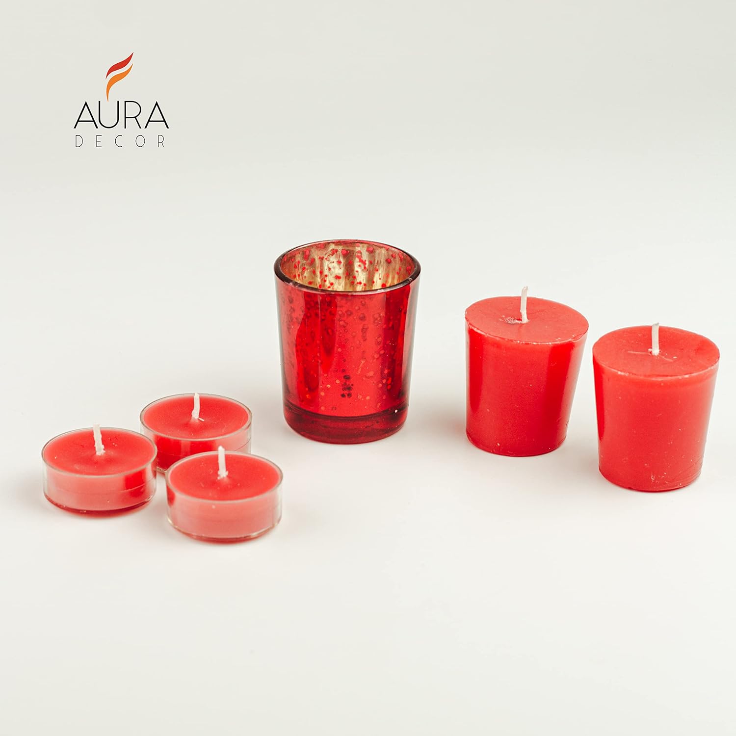 PARAFFIN WAX ROSE FRAGRANCE VOTIVE & TEA LIGHT CANDLES FOR HOME DECOR | SET OF 5