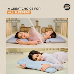 Orthopedic Memory Foam Pillow For Comfortable Sleep, Grey - 24 X 16 X 4 Inch | For Neck & Shoulder Pain Relief With Removable Zipper Grey Jacquard Cover | Back, Stomach Sleepers - Pack Of 1