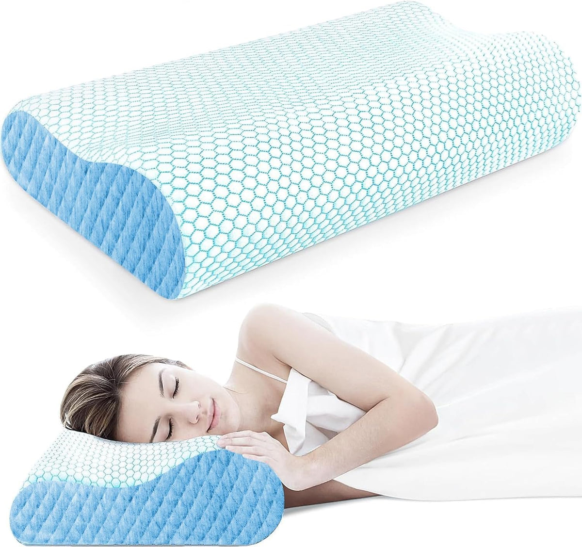 Memory Foam Pillows Supports Neck Pain & Shoulder Pain, Pillows Model - D1 | Contour Cervical Orthopedic Pillows, Ergonomic Cervical Pillow Neck Support Pillow For Side Back