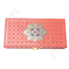 Fancy Shagun Cash Box Or Gaddi Box For Gifting Money On Wedding, New Born Baby, Ring Ceremony Pattern1pc, Material - Wood, Colour - Red Mesh