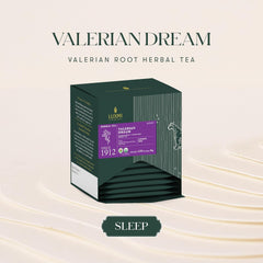 Luxmi Estates Valerian Dream Herbal Tea - 30gm, 1.05 Ounce, 15 Tea Bags | USDA Certified Organic Valerian Root + Chamomile Herbal Tea - Gluten Free, Caffeine Free Tea Bags
