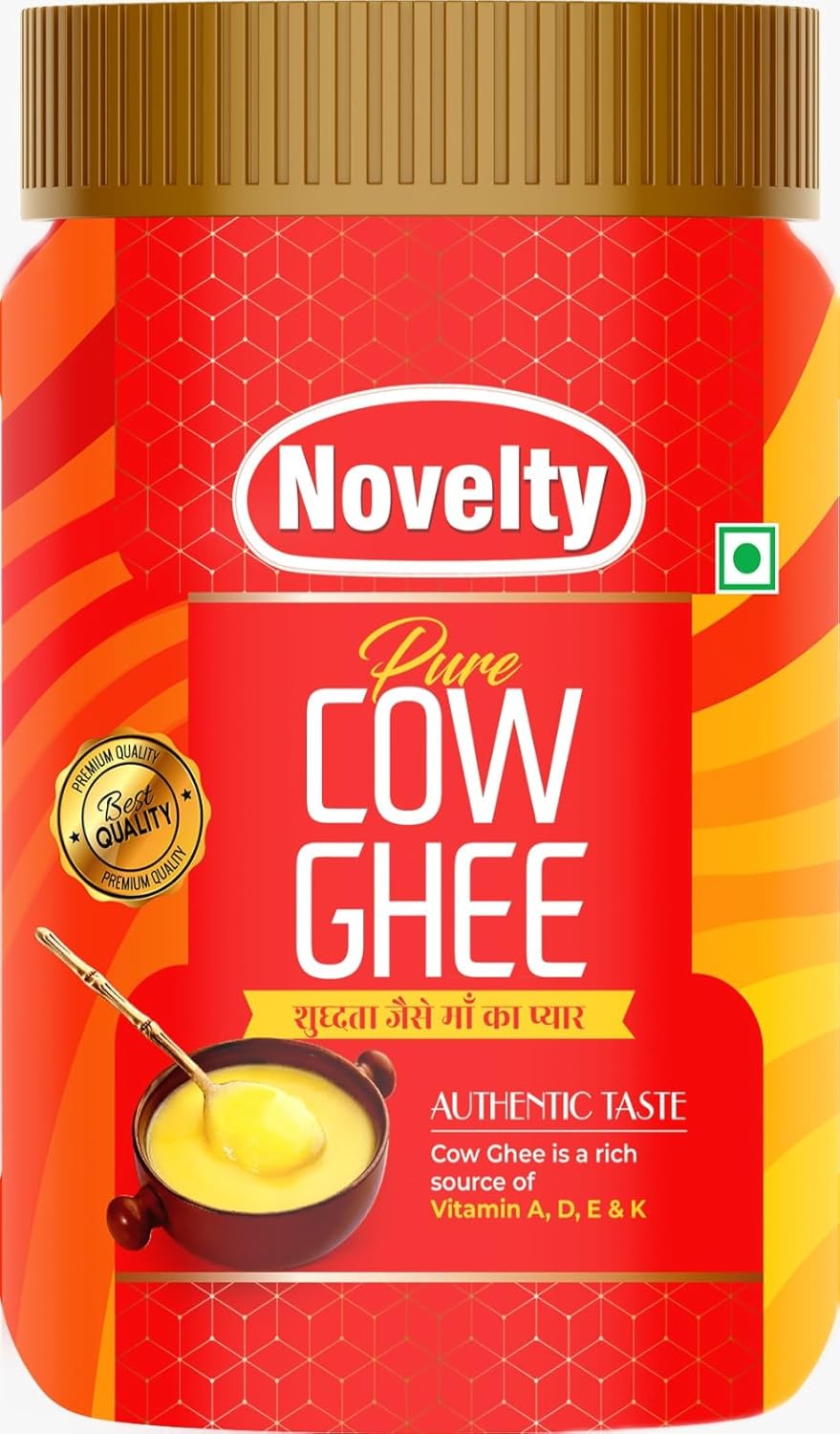 Natural Premium Cow Ghee Danedar By Novelty | Great Source Of Protein Fiber Desi Cow Ghee Good For Parathe | (500ml) 16.9 Ounce | Jar Pack