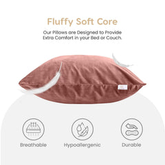 Microfiber Square Soft Pillow Cushion For Sofa & Bed, Peach - 16 X 16 Inch | Fluffy For Comfort & Back Support | Breathable, Washable | Premium Velvet Outer Cover With Zip - Pack Of 5