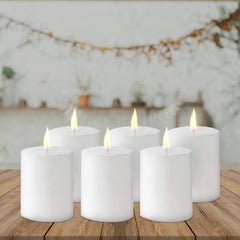 WHITE PILLAR CANDLES 4 INCH | PERFECT FOR CELEBRATION &DAILY USE CANDLE SET OF 6