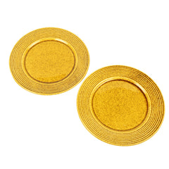 Studio Pottery Ceramic Dinner Serving Plates Set Of 2 - Mustard Yellow, Diameter: 11 Inches | Full Plates - Ceramic Platter - California Spring Bloom