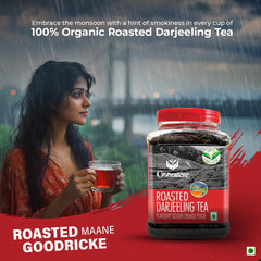 Goodricke Roasted Darjeeling Tea 250gm Jar, 8.8 Ounce - Flavoury Golden Orange Pekoe | Premium Black Loose Leaves Tea With Rich Taste & Flavor - 100% Pure & Original Long Leaf Chai | Low Caffeine