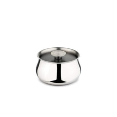 Stainless Steel Double-Walled Serving Bowl With Lid - Stainless Steel Donga | Dining Table Bowl - Curry, Rice, Sabzi Serving Bowl | Extra Small Bowl With Lid - Serve Ware, Dinnerware & Tableware