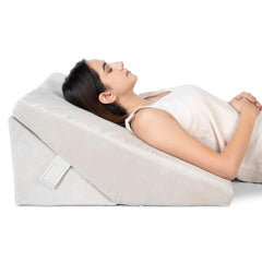 Memory Foam Bed Wedge Pillow For Sleeping, Wedge Pillow, Cream - Xl Size - 24 X 24 X 12 Inch | Adjustable, Wedge Pillow For Back Support | Acid Reflux, Gerd, Snoring, Pregnancy, Soft Pillow