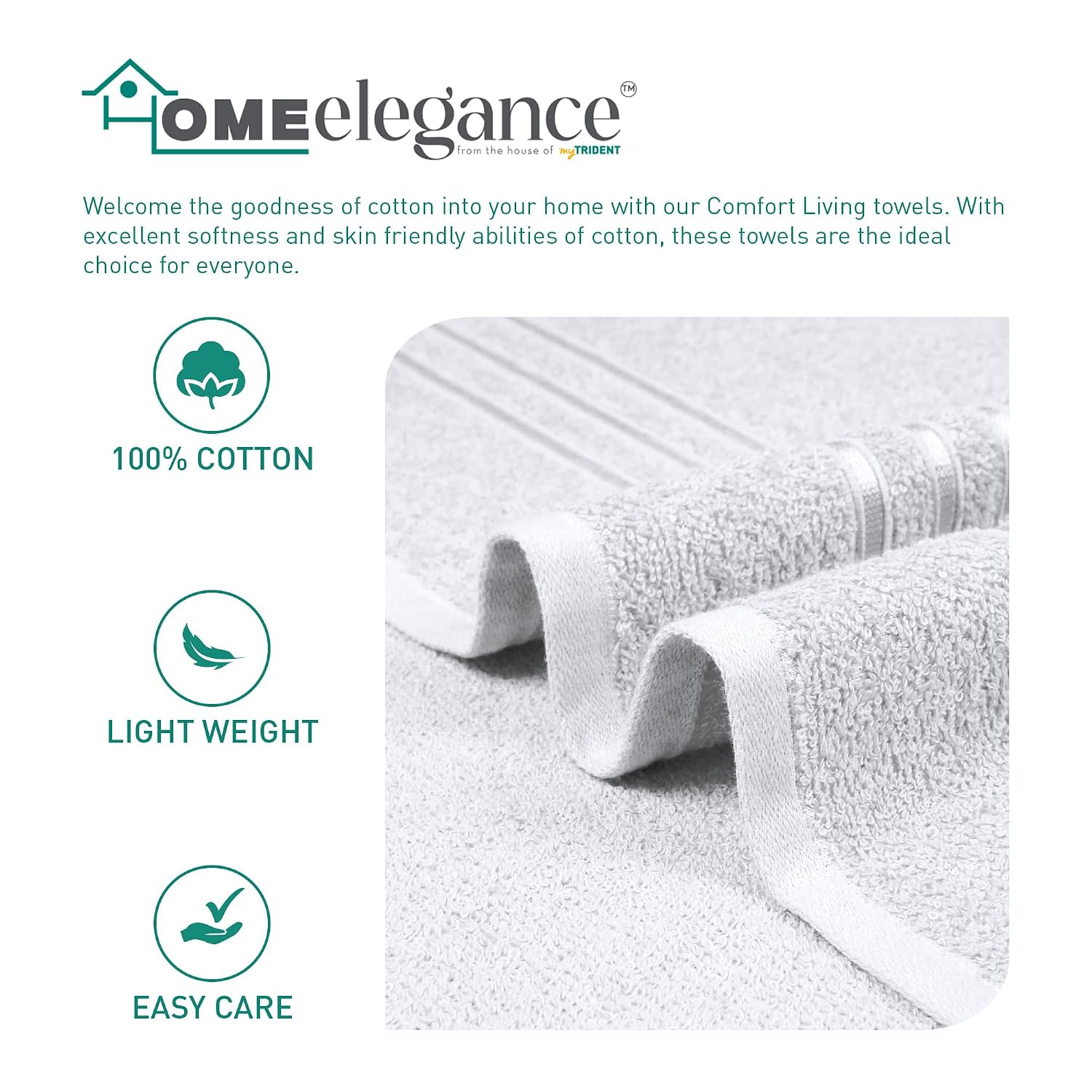Home Elegance 100% Cotton Comfort Living Bath Towel 400 Gsm (Baby Talk)- Pack Of 1