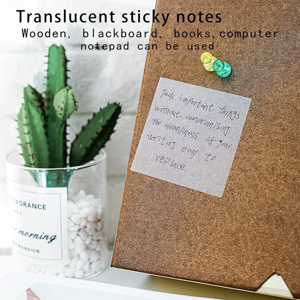 Transparent Sticky Notes, Self-Adhesive Waterproof Clear Sticky Note Pads, White - 250 Pcs