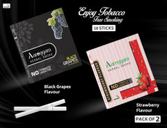 Aarogyam Herbals Pack Of 2 Flavours 100% Tobacco & Nicotine Free Cigarette For Relieve Stress & Mood Enhance Product Strawberry, Black Grapes - 10 Sticks X 2 Packets