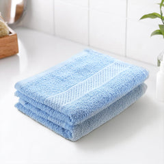 Earthy Fables Basic Hand Towel 400 Gsm | Pure Carded Cotton, Soft, Absorbent, Quick Dry & Skin-Friendly Towel - Pack Of 2 (Sky Blue)