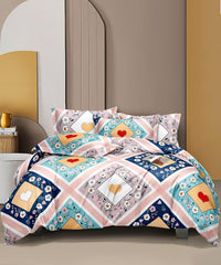 Printed Single Size Bedsheet With 1 Pillow Cover (36 X 78 Inches, Multicolor) | All Around Elastic Fitted Bedsheet | Soft Touch, Wrinkle Resistant, Skin Friendly
