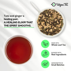 Udyan Tea Tulsi Ginger Chai - 250gm, 8.8 Ounce | Immunity Boosting CTC Black Tea With Tulsi, Ginger & Black Pepper - Ayurvedic Healing Blend For Cold & Cough Relief | High Caffeine